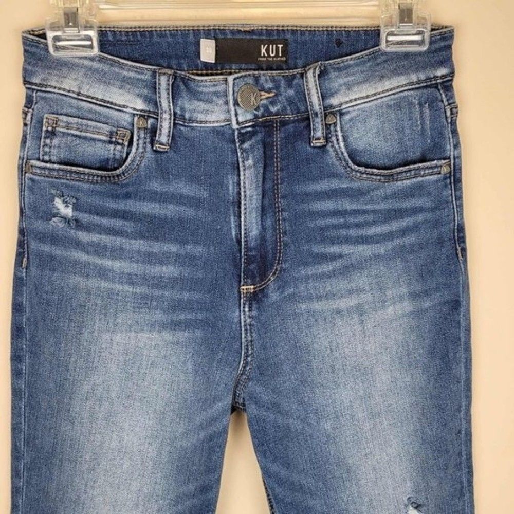 KUT From The Kloth Naomi Ankle Girlfriend Straight Leg Jeans Blue Size 00 - Picture 4 of 13